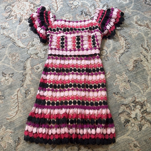 AIJEK designer purple pink black crochet fall wedding guest dress XS 0 1 2 - Picture 7 of 7